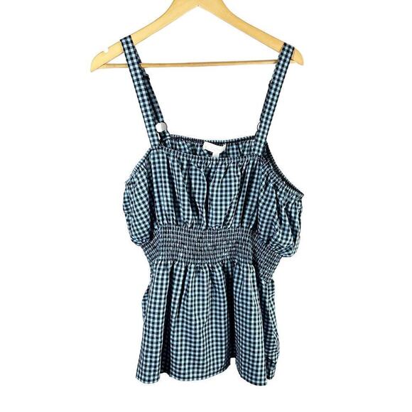 Weekend Susan Betro Smocked Empire Plaid Cami Plus Size 2X - Picture 1 of 8
